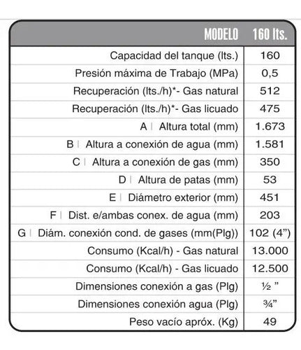Termotanque Rheem Alta Potencia Apg160 Gas Natural 160lts Gris