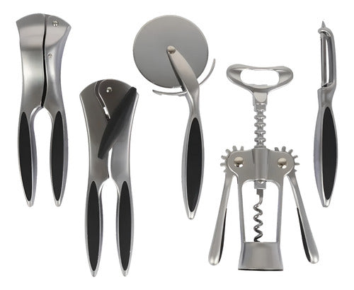 Set De 5 Utensillos Cocina Carol Acero Corta Pela Pica Abre
