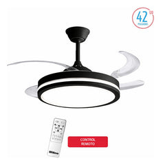 Ventilador De Techo Liliana 40 Vthn603r Palas Retractiles 4 1.06 Cm 50/60hz Negro Transparente Plástico