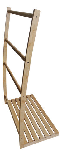 Toallero De Pie Para Baño 3 Cilindros Madera Altura 90cm Marrón Claro