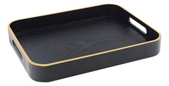 Bandeja Rectangular De Madera C/asas Carol 35 X 28 X 4,5cm Negro