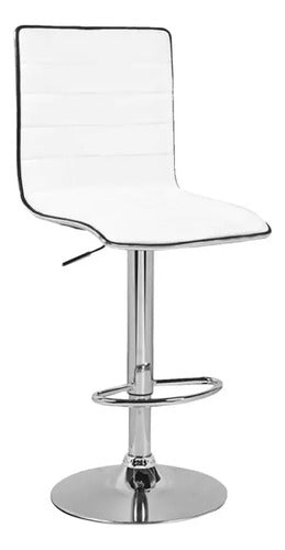 Pack De 2 Banquetas Giratorias Y Altura Ajustable Con Respaldo De Ecocuero Blanco Para Barra O Cocina Vivendi