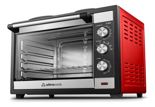Horno Electrico Ultracomb Uc-70acn Con 2 Anafes 70lts Grill Rojo/negro