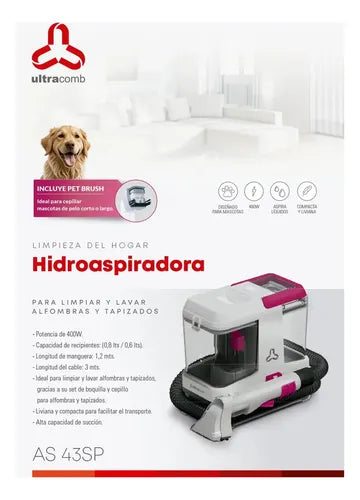 Hidroaspiradora Ultracomb As43sp 400w Con Pet Brush Para Alf Blanco