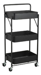 Carro Organizador Metal Negro Plegable 3 Estantes C/ruedas C Negro