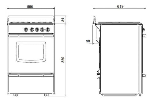 Cocina A Gas Longvie 12231g 56cm Grafito Cajón Parrilla Tipo De Conexión Multigas