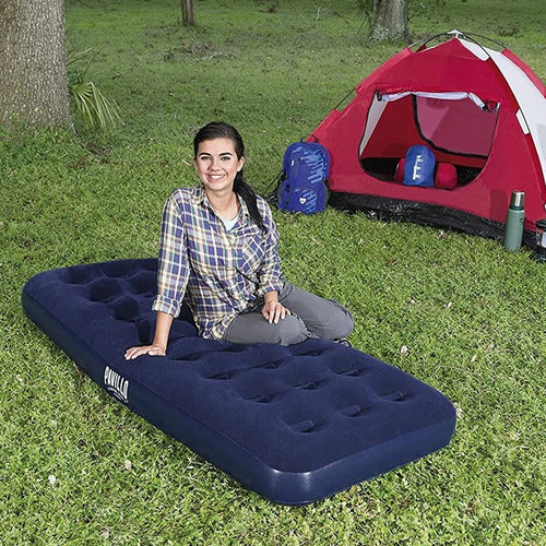 Colchon Inflable De 1 Plaza Bestway Flocked Air 67000 Tm Azul