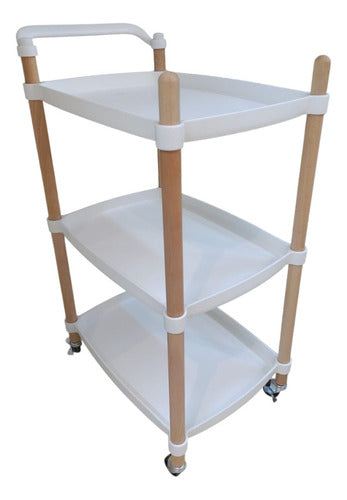 Mesa Carro Bar De 3 Estantes Con Ruedas Vivendi 11409 Blanco