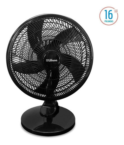 Ventilador De Mesa Liliana Negro 16  3 Velocidades 5 Aspas Oscilante Vsop16