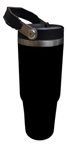 Vaso Termico Acero Inox Frio Calor Manija 900ml Tm Negro Negro Liso