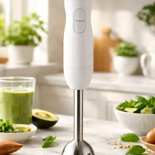 Minipimer Mixer Kanji 2 Velocidades Cuchilla De Acero Inoxidable 800whats Blanco