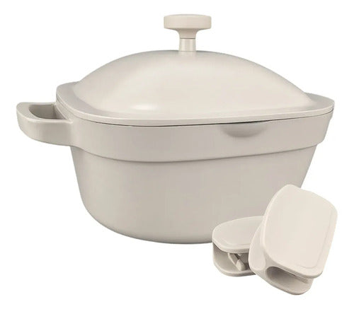 Set Carol Cacerola Antiadherente 20cm Y 12 Utensillos Tiza Blanco
