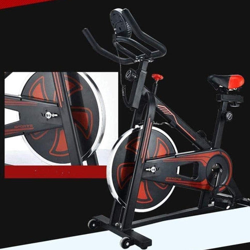 Bicicleta Fija Para Spinning Tm Acero Indoor Hasta 120kg Cts Color Negro