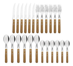 Set 24 Piezas Cubiertos Tramontina Dynamic Mango Madera Marrón