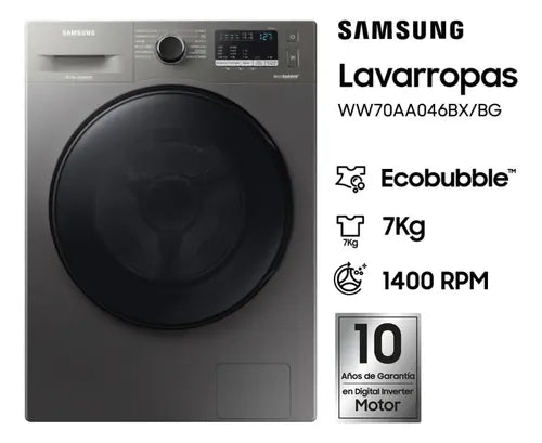 Lavarropas Automático Samsung Inverter Hasta 7kg Color Inox Ww70aa46bx