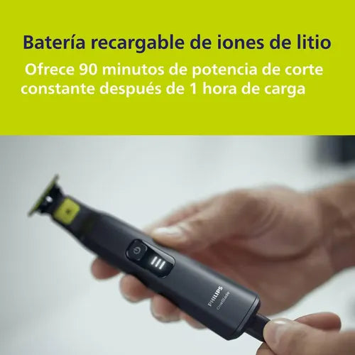 Afeitadora Philips Oneblade Pro Qp6532/10 - Peine Ajustable Con 12 Longitudes, 90 Min De Uso Continuo Y 100% A Prueba De Agua Negro