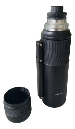 Termo Vivendi De 1200 Ml De Acero Inox Negro Libre De Bpa Negro