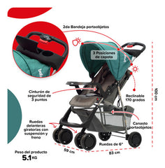 Cochecito Huevito Travel System Eos Bebesit 1337ts-j Verde Verde Oscuro Negro