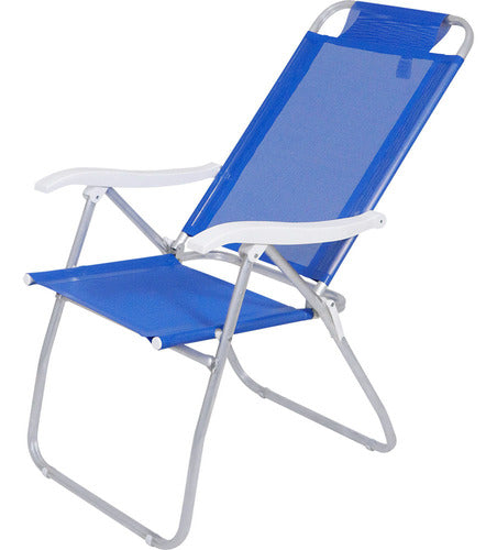Reposera De 4 Posiciones Bel Aluminio Poliester Pvc Azul Azul