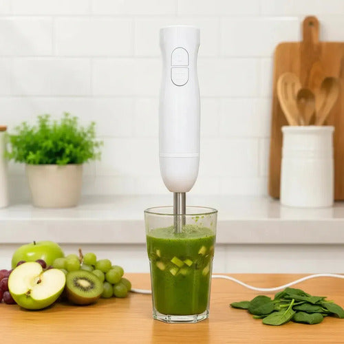 Minipimer Mixer Kanji 2 Velocidades Cuchilla De Acero Inoxidable 800whats Blanco