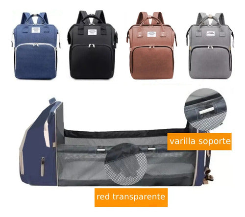 Mochila Maternal Multifunción Cuna Cambiador Para Bebe Rosa Rosa Liso