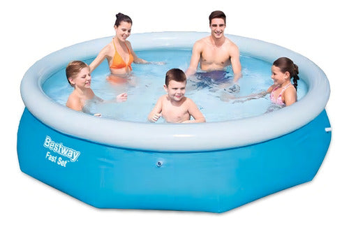 Pileta Inflable Redonda Bestway Fast Set 57009 De 3.05m X 76cm 3638l Azul