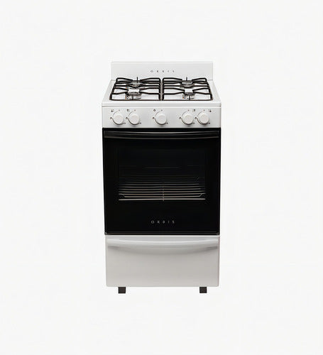 Cocina A Gas Orbis 4 Hornallas Blanca 50cm Visor Multigas Blanco