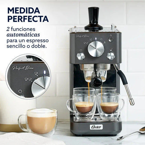 Cafetera Espresso Oster Bvstem7201-054 Perfect Brew 15 Bar Plateado