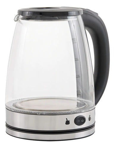 Pava Eléctrica Kanji De Vidrio Con Corte Automático Y Función Mate De 2 Litros Gris Negro