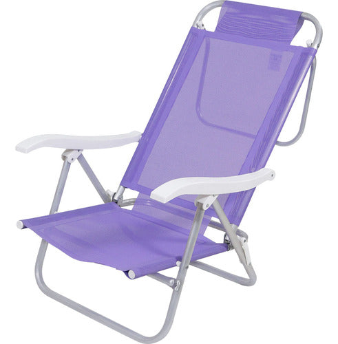 Reposera De 6 Posiciones Bel Sunny Aluminio Pvc Lila Violeta