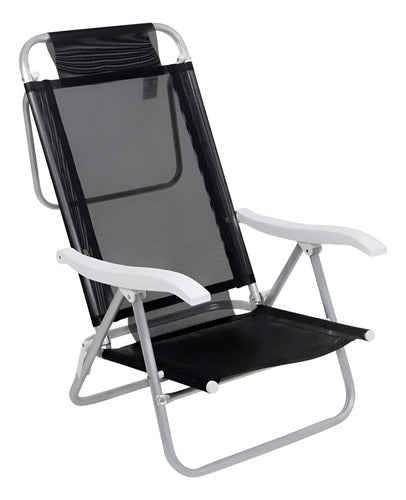 Reposera Belfix 63007 Negra Aluminio Plegable 6 Posiciones Piscina Negro