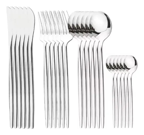 Set De Cubiertos Tm Juego X 24 Piezas Acero Inox Plata Gris