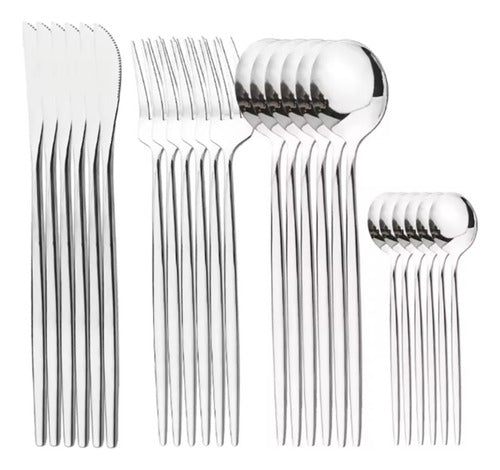Set De Cubiertos Tm Juego X 24 Piezas Acero Inox Plata Gris
