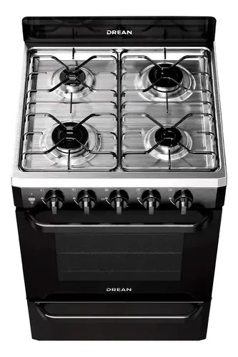 Cocina Drean 56cm Negra Horno 74l Luz Encendido Parrilla Multigas Cd5603an0 Negro