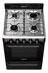 Cocina Drean 56cm Negra Horno 74l Luz Encendido Parrilla Multigas Cd5603an0 Negro