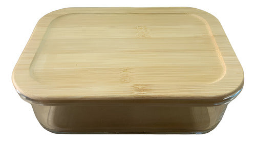 Contenedor Vidrio Hermetico Tapa Bamboo L 1040ml Color Marrón Claro
