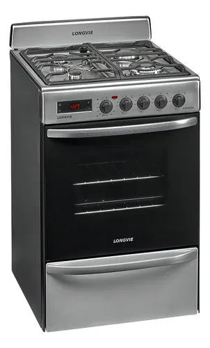 Cocina A Gas Longvie 21501xt 56cm Inox Grill Eléctrico Color Acero Inoxidable