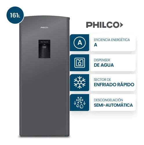 Heladera Philco One Door Cíclica Con Dispenser 161l Plata- Phsd179pd2 Gris