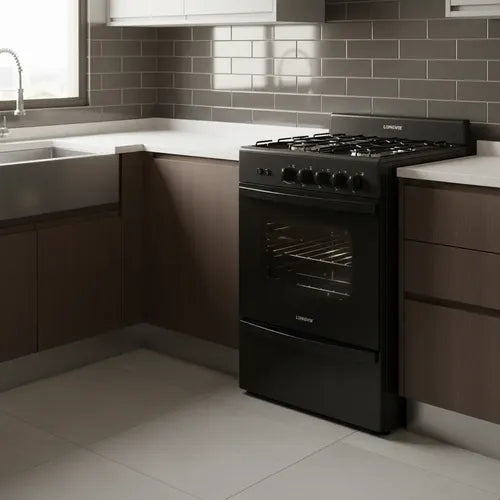 Cocina A Gas Longvie 12331g Grafito De 4 Hornallas 56cm Grafito