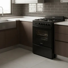 Cocina A Gas Longvie 12331g Grafito De 4 Hornallas 56cm Grafito