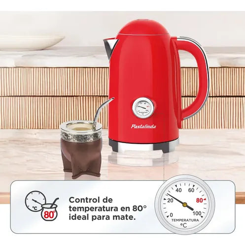 Pava Eléctrica Pastalinda Cucina Bollitore Roja Rojo