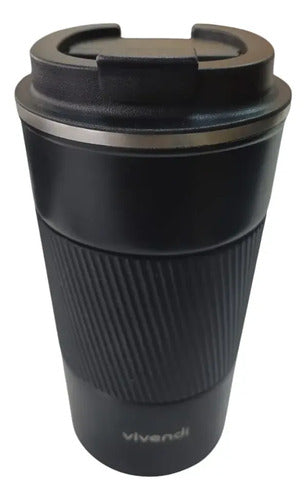 Vaso Promo Termico Acero Inox Con Tapa Frio Calor Vivendi Negro Liso