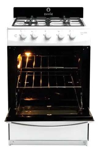 Cocina A Gas Escorial Master Style 4 Hornallas Blanca Encendido Eléctrico Blanco