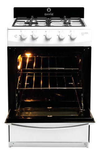 Cocina A Gas Escorial Master Style 4 Hornallas Blanca Encendido Eléctrico Blanco