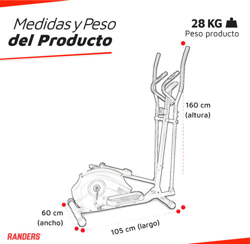 Caminador Elíptico Randers Arg-1931 Magnético Asiento Ajust. Color Gris