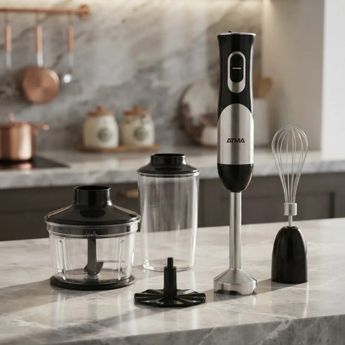 Mixer Licuadora Mano Atma Lmat21123in Vaso Batidor Chopper Negro