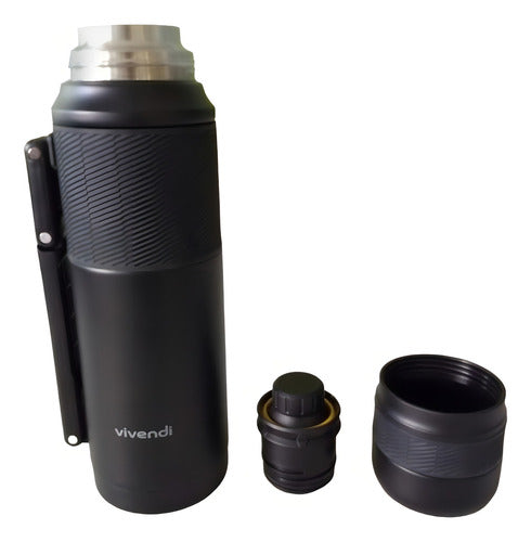Termo Vivendi De 1200 Ml De Acero Inox Negro Libre De Bpa