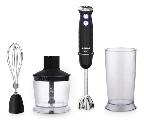 Licuadora De Mano Yelmo Lm-1535 800w Con Batidor Y Picador Negro