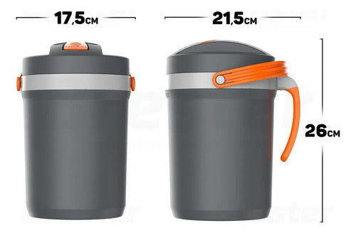 Jarra Térmica Termolar Tereré Con Tapa Abatible Para Café Y Té De 2,5 Litros, Color Gris