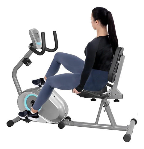 Bicicleta Fija Horizontal Spinning Tm 61501 Indoor 110kg Cs Gris